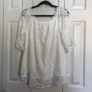 White Lace Off/On the Shoulder Top